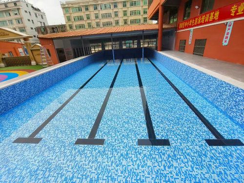 路北学校钢结构拼装游泳池防水胶膜泳池项目